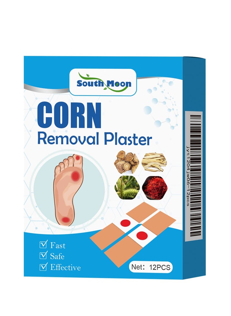 SOUTH MOON Self-Adhesive Corn Removers for Feet, 12PCS Corn Remover Breathable Callus Cushions Plants Composed Corn Pads Foot Care Callus Feet Remover Patch  - Image 1