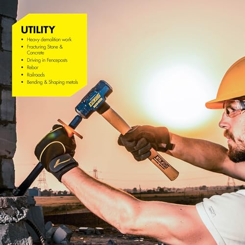 Estwing Sledge Hammer 1.8 Kg, 16" (400mm) U.S Hickory Wood Handle| Ideal for Heavy Demolition work, bending metals etc.| Tough Drop Forged Head | ESH-416W - Image 2