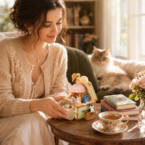 Mr.Winder Cat Music Box for Girls, Cute Wind-Up Musical Keepsake Gift, for Daughter, Wife, Girlfriend, Sister, Granddaughter, Birthday Christmas Friendship Gift, Plays Castle in the Sky - Image 3