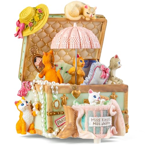 Mr.Winder Cat Music Box for Girls, Cute Wind-Up Musical Keepsake Gift, for Daughter, Wife, Girlfriend, Sister, Granddaughter, Birthday Christmas Friendship Gift, Plays Castle in the Sky - Image 4