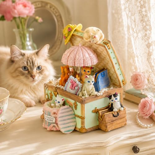 Mr.Winder Cat Music Box for Girls, Cute Wind-Up Musical Keepsake Gift, for Daughter, Wife, Girlfriend, Sister, Granddaughter, Birthday Christmas Friendship Gift, Plays Castle in the Sky - Image 1
