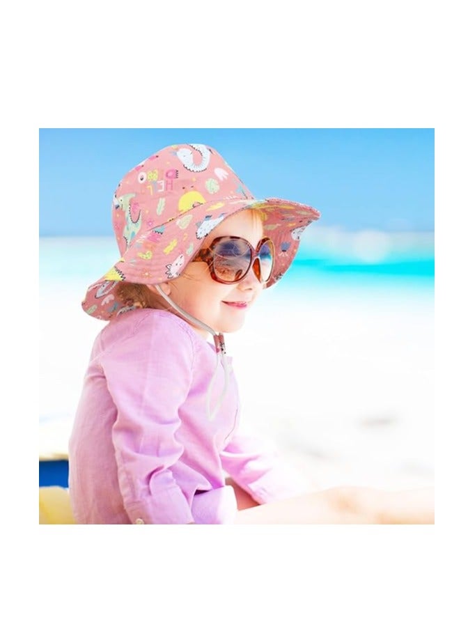 SOLARAE Kids Bucket Hat Summer Unisex Kids Outdoor Activity Hat Toddler Beach Cap UPF 50+ Sun Protection Hat with Dinosaur Pattern for 2-5 Years Boys and Girls - Image 2