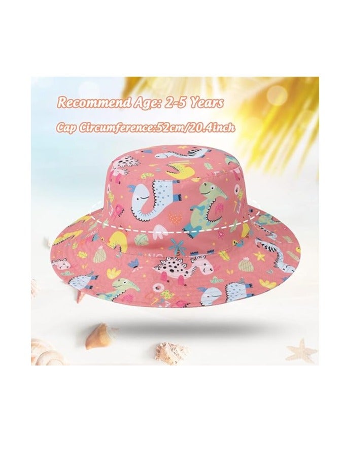 SOLARAE Kids Bucket Hat Summer Unisex Kids Outdoor Activity Hat Toddler Beach Cap UPF 50+ Sun Protection Hat with Dinosaur Pattern for 2-5 Years Boys and Girls - Image 4
