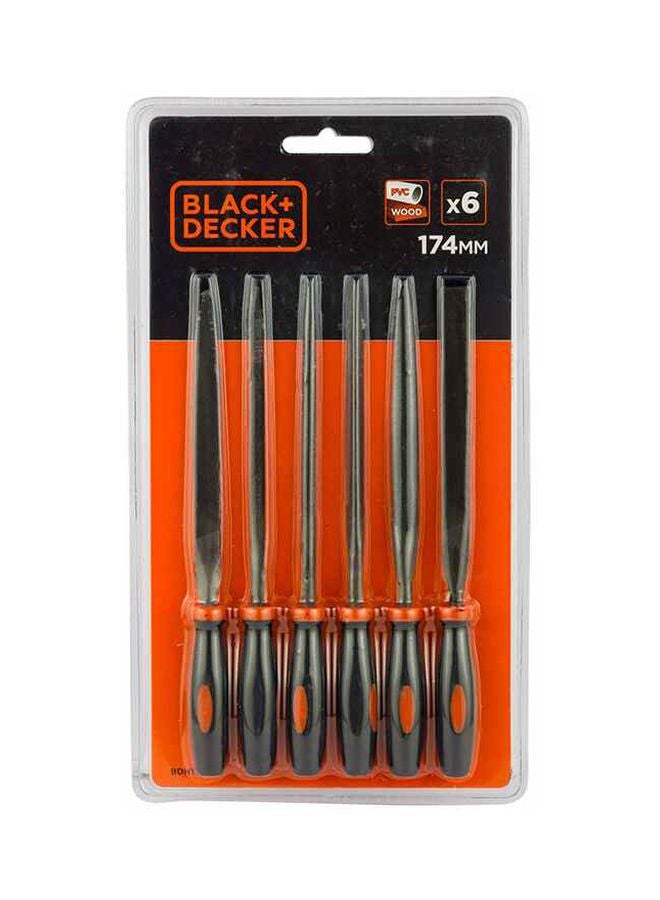 BLACK+DECKER 6 Piece Needle File Set Black/Orange - Image 2