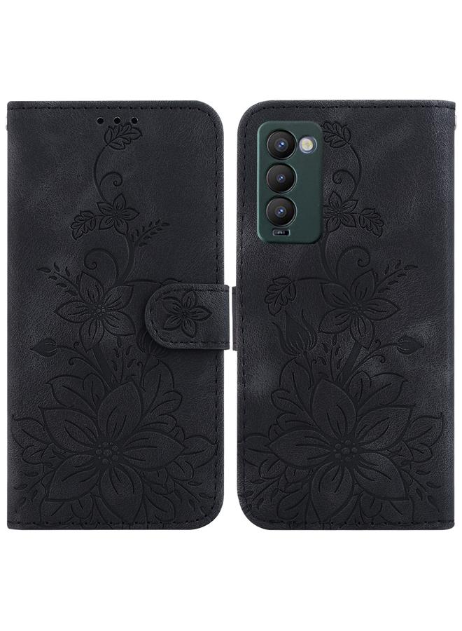 إيروريكس جراب لهاتف Tecno Camon 18 / 18 P جراب هاتف من الجلد المنقوش بزهرة الزنبق - Image 1