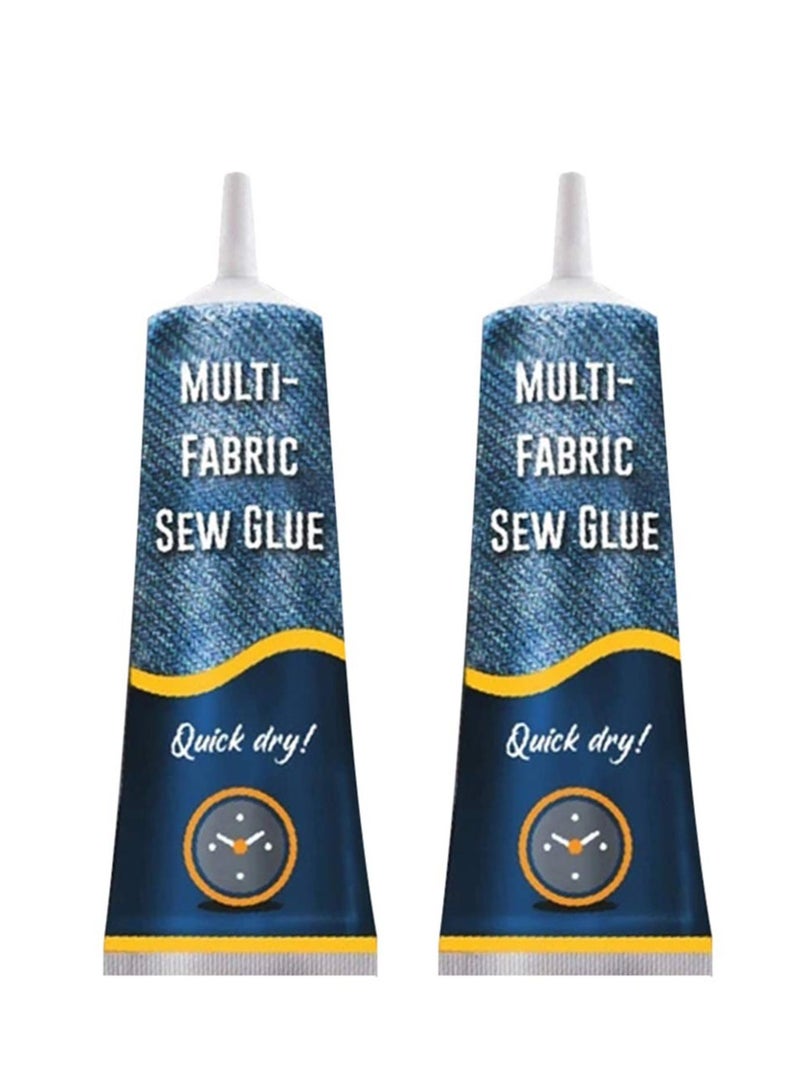 Cobest Stitch Liquid, 2Pcs Multi-use Fabric Adhere Fast Tack Dry Sew Glue, Fabric Adhesives for Jeans Clothing Leather Sewing Solution Repairing Tool - Image 1