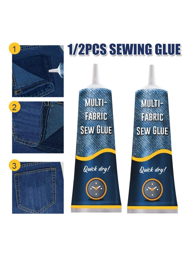 Cobest Stitch Liquid, 2Pcs Multi-use Fabric Adhere Fast Tack Dry Sew Glue, Fabric Adhesives for Jeans Clothing Leather Sewing Solution Repairing Tool - Image 2