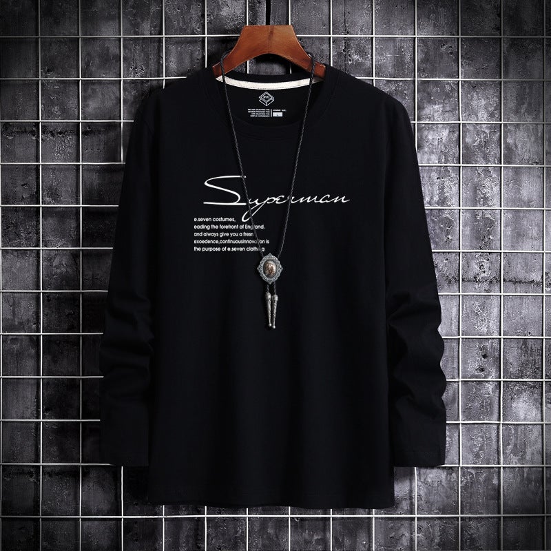 2025 Autumn Long Sleeve T-Shirt Men'S Top Youth Base Layer Korean Style Slim Fit Trendy Printed Round Neck Long Sleeve T-Shirt - Image 3