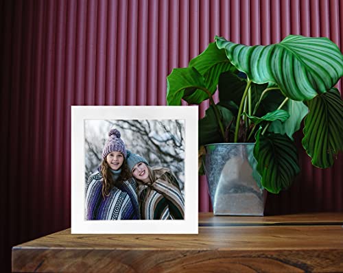 LEKAIYA 6x6 White Picture Frames Set of 2, Square Solid Wood Photo Frame for Tabletop or Wall Mounting - Image 5