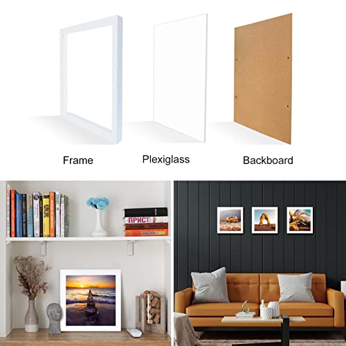 LEKAIYA 6x6 White Picture Frames Set of 2, Square Solid Wood Photo Frame for Tabletop or Wall Mounting - Image 4