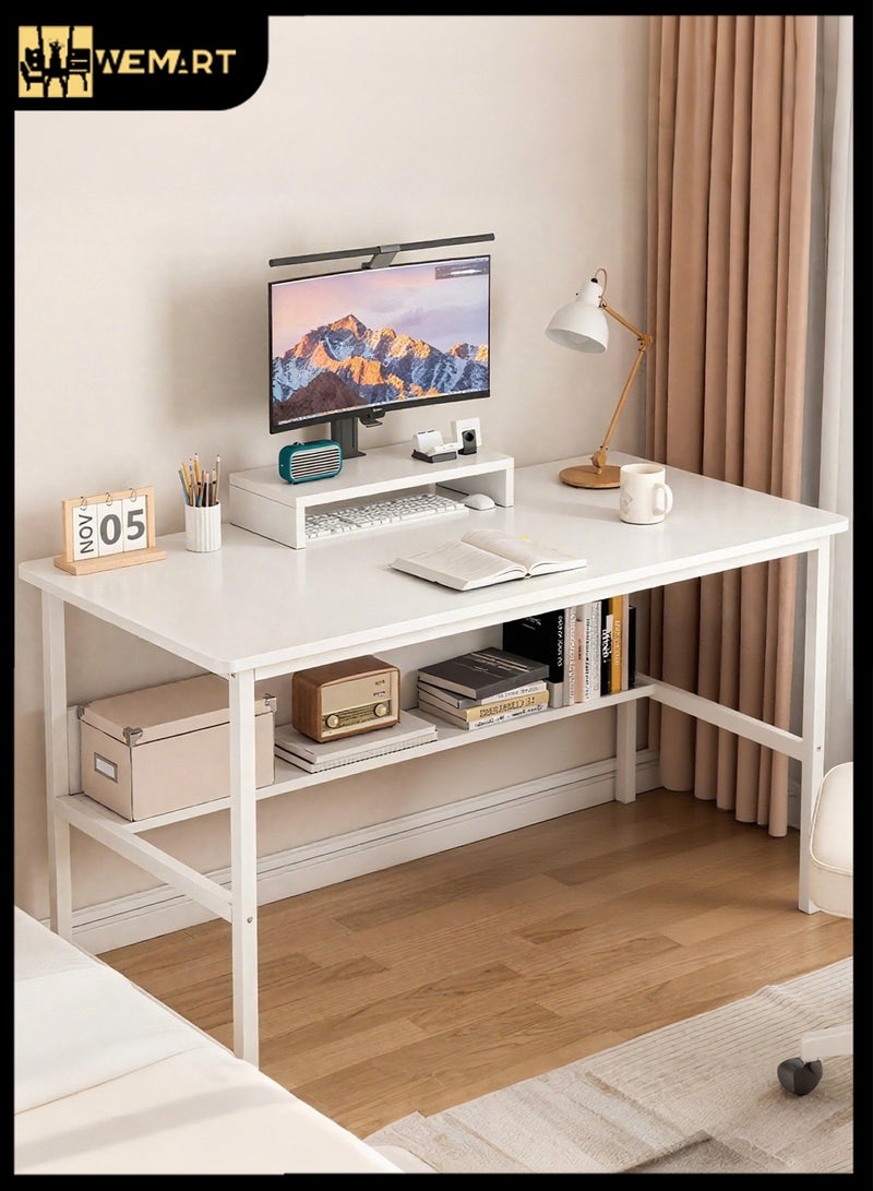 WEMART Gaming table,Computer Table,Gaming Desk with Stand,Suitable for Home Office Desk and Studio,Office Desk Home Desk Student Writing Study Desk with Monitor Stand Multifunctional Office 120*50*75 (white) - Image 1
