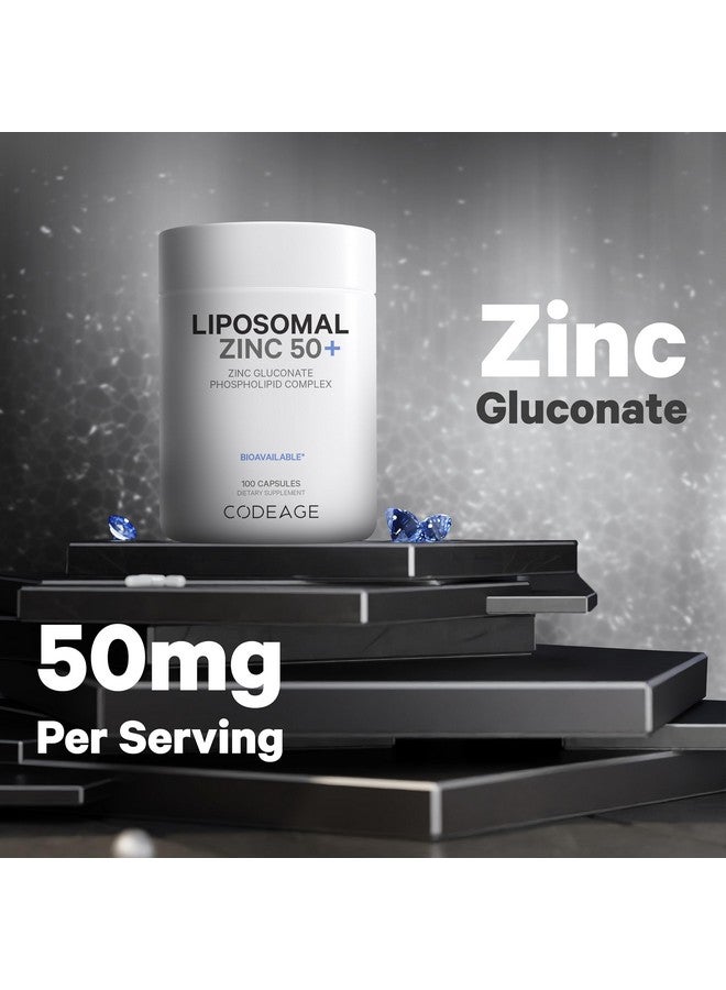 Codeage Liposomal Zinc Supplement - 3 Month Supply - One Per Day - 50 mg Zinc Gluconate Vitamin Pills - Essential Mineral Supplements Zinc Plus Liposomal Delivery Matrix - Vegan Non-GMO - 100 Capsules - Image 3