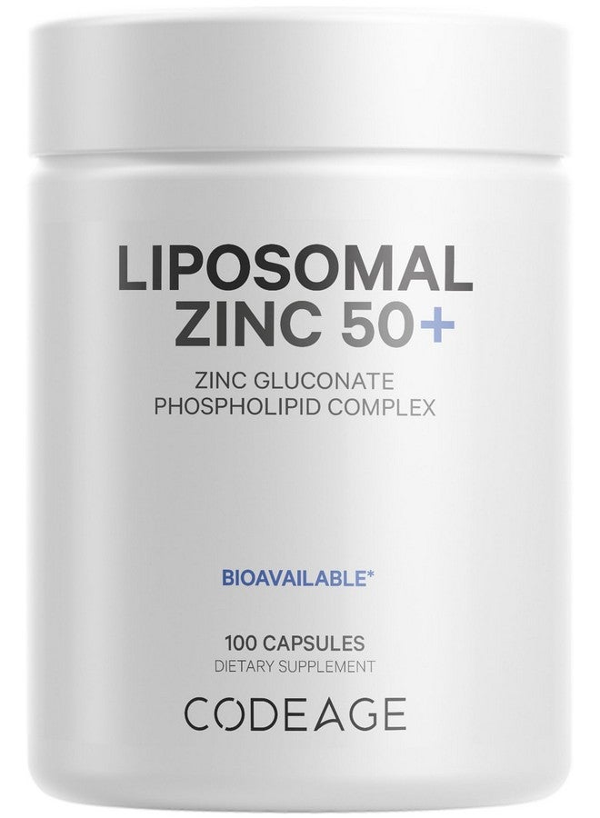 Codeage Liposomal Zinc Supplement - 3 Month Supply - One Per Day - 50 mg Zinc Gluconate Vitamin Pills - Essential Mineral Supplements Zinc Plus Liposomal Delivery Matrix - Vegan Non-GMO - 100 Capsules - Image 1