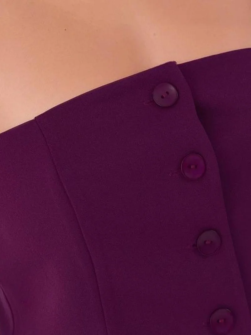 HICCUP Strapless Buttoned Fitted Top