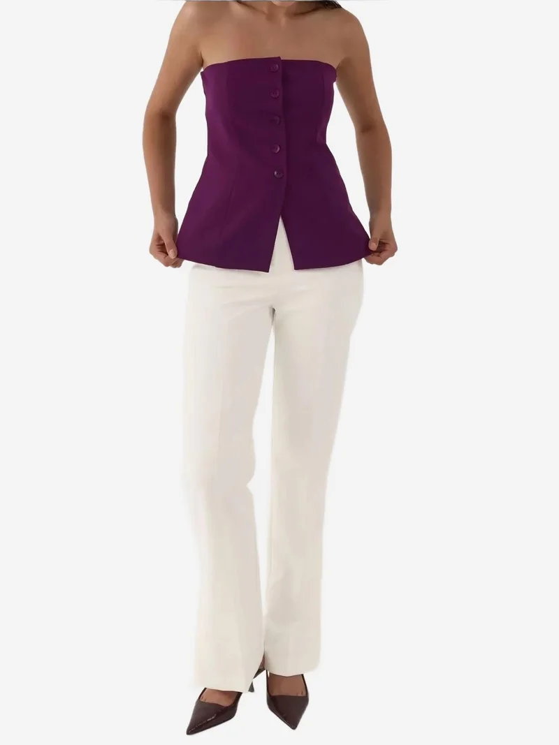 HICCUP Strapless Buttoned Fitted Top