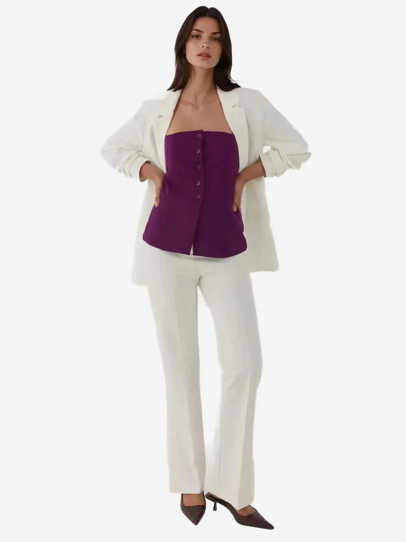 HICCUP Strapless Buttoned Fitted Top