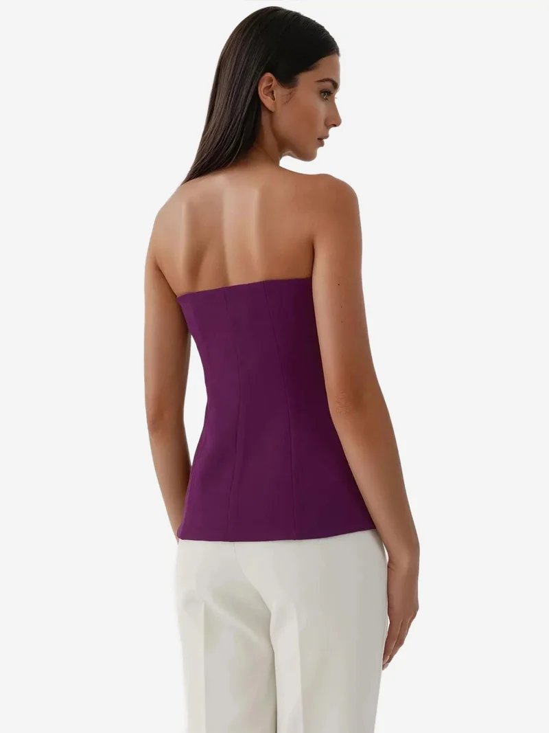 HICCUP Strapless Buttoned Fitted Top