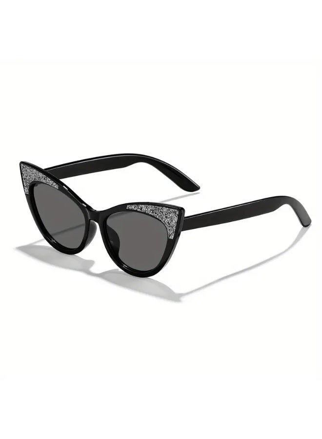 SCENT HOUSE Casual Fashionable Girls' Sparkling Candy-Colored Cat Eye Glasses | Plastic Frame with Plastic Lens | Decorative Street Photography Eyewear (Includes eyeglass case),sunglasses - Image 1
