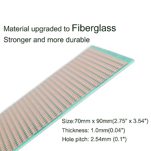 GENNEL 10-Pieces 70mm x 90mm Copper Strip PCB Board, 884 Holes Perfboard, Universal Stripboard Printed Circuit Board for Soldering Prototyping Testing Repair DIY - Image 2