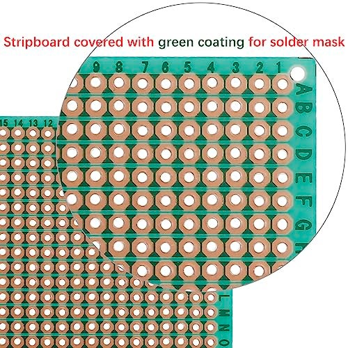 GENNEL 10-Pieces 70mm x 90mm Copper Strip PCB Board, 884 Holes Perfboard, Universal Stripboard Printed Circuit Board for Soldering Prototyping Testing Repair DIY - Image 3