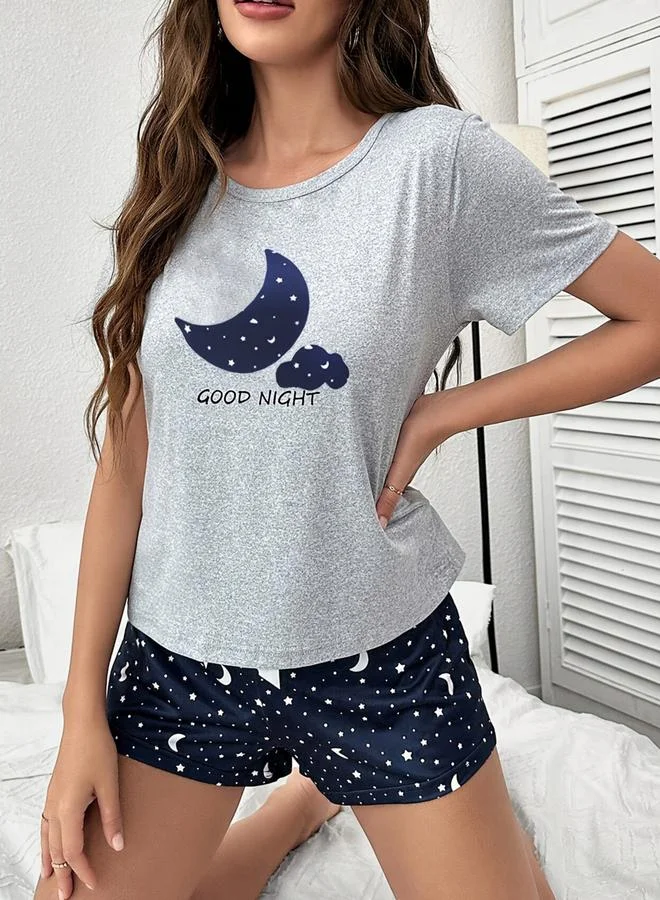 تايك تو مجموعة من تيشيرت بطبعة قمر ونجوم وشورت