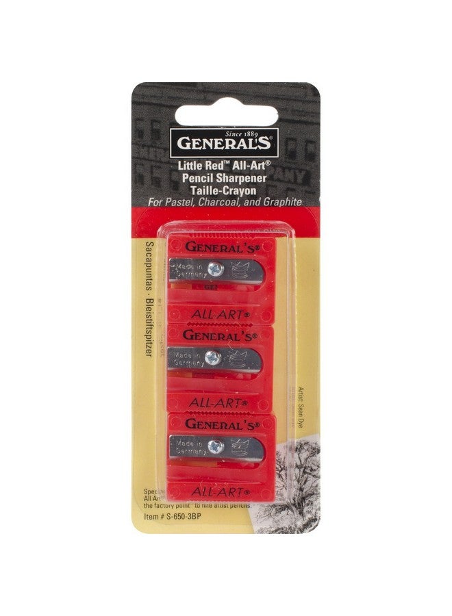جينيرالز مبراة قلم رصاص عامة All-Art، عبوة من 3 قطع، لون أحمر صغير (S6503Bp) - Image 1