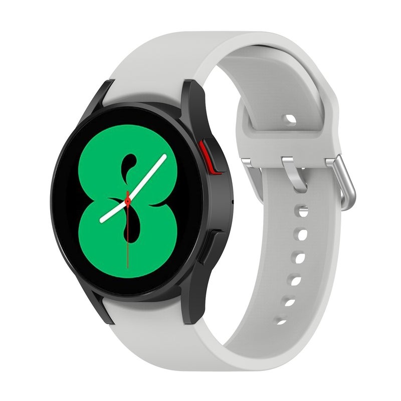 Replacement Strap For Samung Galaxy Watch4 40mm / 44mm Silicone Silver Round Buckle Watch Band(Silver Grey) - Image 4