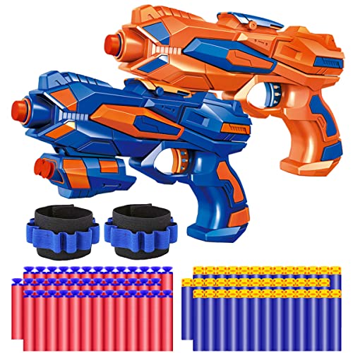 POKONBOY 2 Pack Blaster Guns Toy Guns for Boys with 60 Pack Refill Soft Foam Darts for Kids Birthday Gifts Party Supplies Hand Gun Toys for 6+ Year Old Boys - Image 1