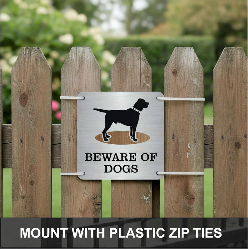 Zouple Beware of Dog Sign, Labrador, 6x6 Inch, Durable Steel, Dual-Mount - Image 3