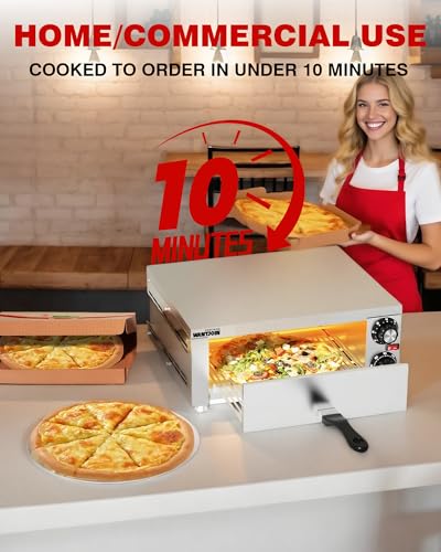 Wantjoin Pizza Oven Indoor - Electric Pizza Ovens Countertop Stainless Steel Commercial Pizza Maker Fits 12" Pizzas, With Timer Crumb Tray, 1100W, For Home, Bars, Food Trucks, Silver - Image 5
