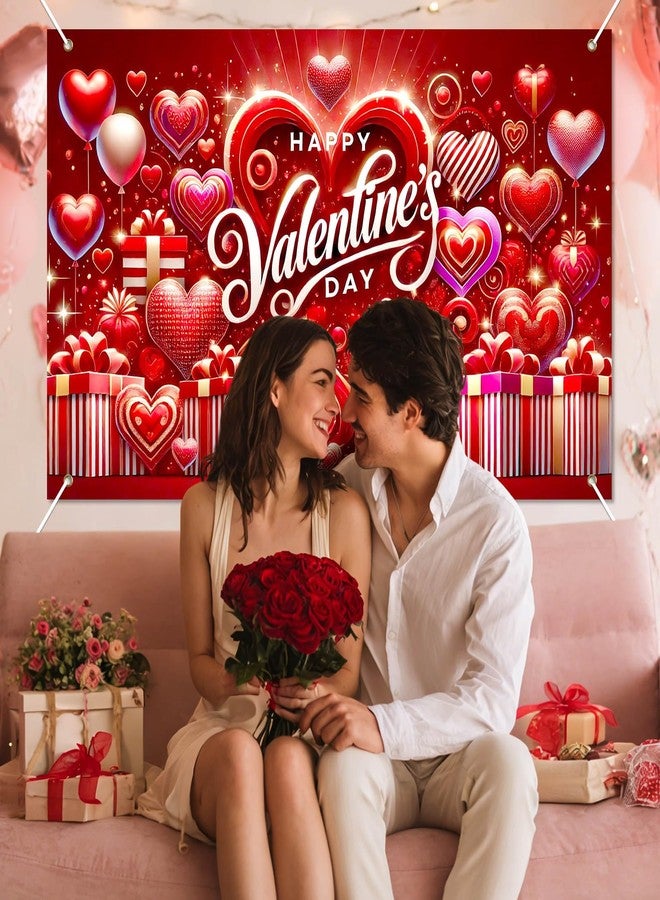 BlissYard Valentine's Day Banner Valentine's Day Decoration Red Heart Cute Gnome Holiday Decorative Backdrop Hanging Banner 71 * 43inch Valentines Day Backdrops for Photography - Image 3