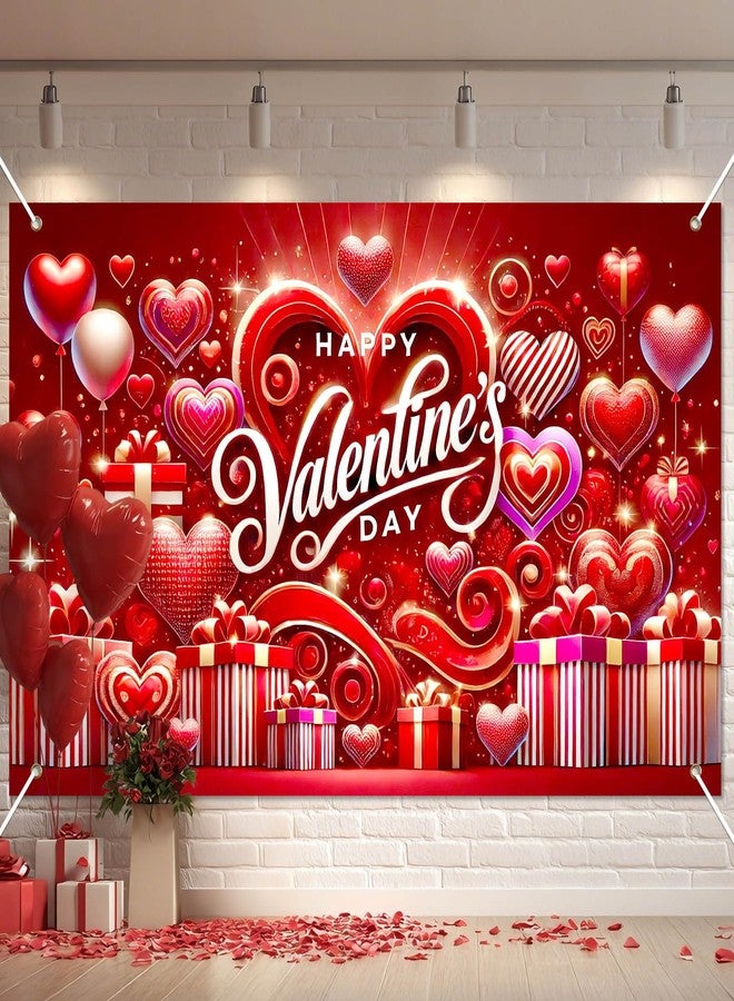 BlissYard Valentine's Day Banner Valentine's Day Decoration Red Heart Cute Gnome Holiday Decorative Backdrop Hanging Banner 71 * 43inch Valentines Day Backdrops for Photography - Image 1