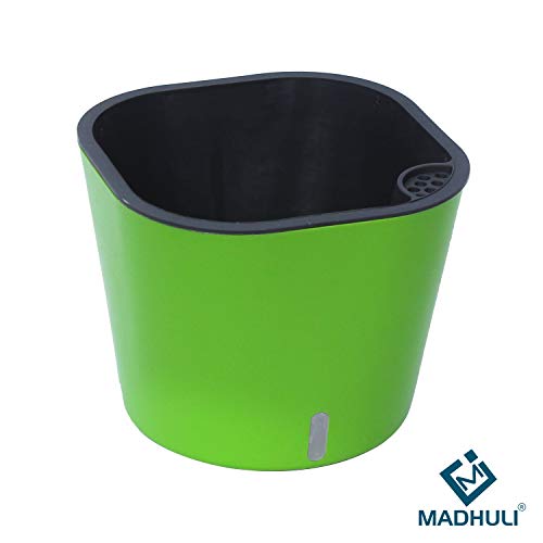 MADHULI Gardencia Cube Planter, Self Watering System Polypropylene with UV Material Flower Pot, Decoration Indoor & Outdoor Pot 6x6x5 Inch for Home & Garden, Green Pack of 3 - Image 2