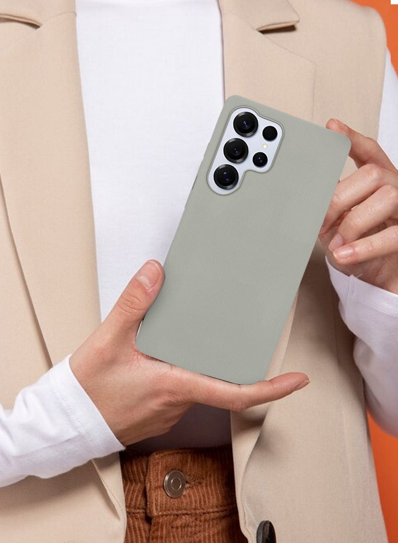 CATANES Leather Slim Fit Phone Case for Samsung Galaxy S25 Ultra – Shock-Absorbent Bumper & Precise Camera Cutout - Titanium Grey - Image 4