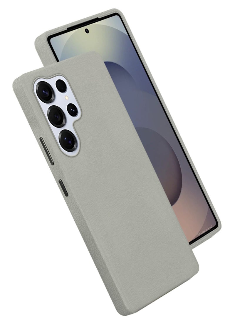 CATANES Leather Slim Fit Phone Case for Samsung Galaxy S25 Ultra – Shock-Absorbent Bumper & Precise Camera Cutout - Titanium Grey - Image 1