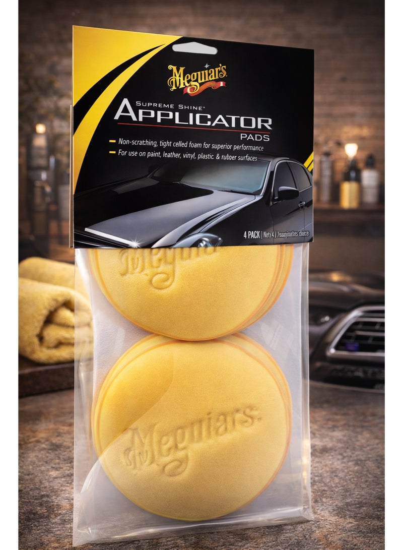 سوبريم شاين قطع تلميع 4 حبات إسفنج احترافي ناعم وعالي الكثافة لا يسبب الخدوش لتوزيع الشمع والملمعات والواقيات على جميع أسطح السيارة.