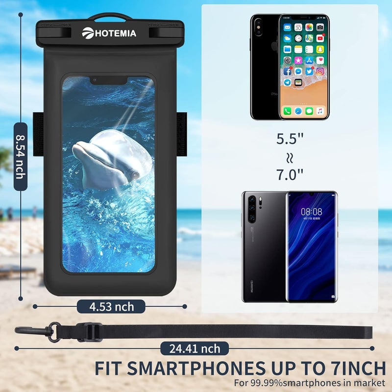 HOTEMIA Waterproof Cell Phone Pouch Floating, Waterproof Float Phone Case Underwater Dry Bag with Neck Lanyard and Armband Compatible for iPhone Samsung Galaxy Up to 7 inches(Blue-Floating) - Image 3