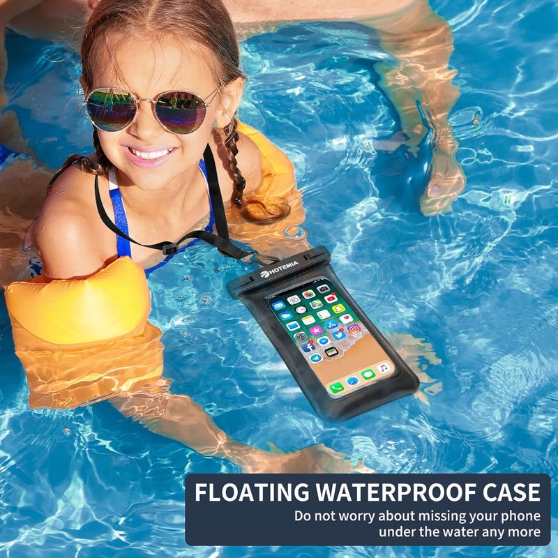 HOTEMIA Waterproof Cell Phone Pouch Floating, Waterproof Float Phone Case Underwater Dry Bag with Neck Lanyard and Armband Compatible for iPhone Samsung Galaxy Up to 7 inches(Blue-Floating) - Image 2
