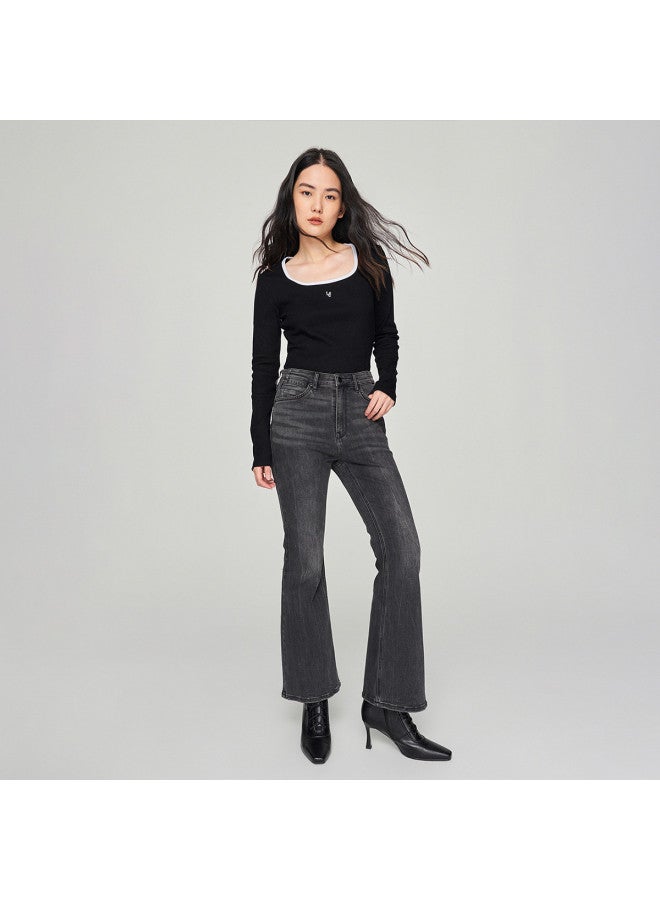 Lee Mall Same Style 24 Spring 426 Slim Fit High Waist Flared Black Women'S Jeans - Image 4