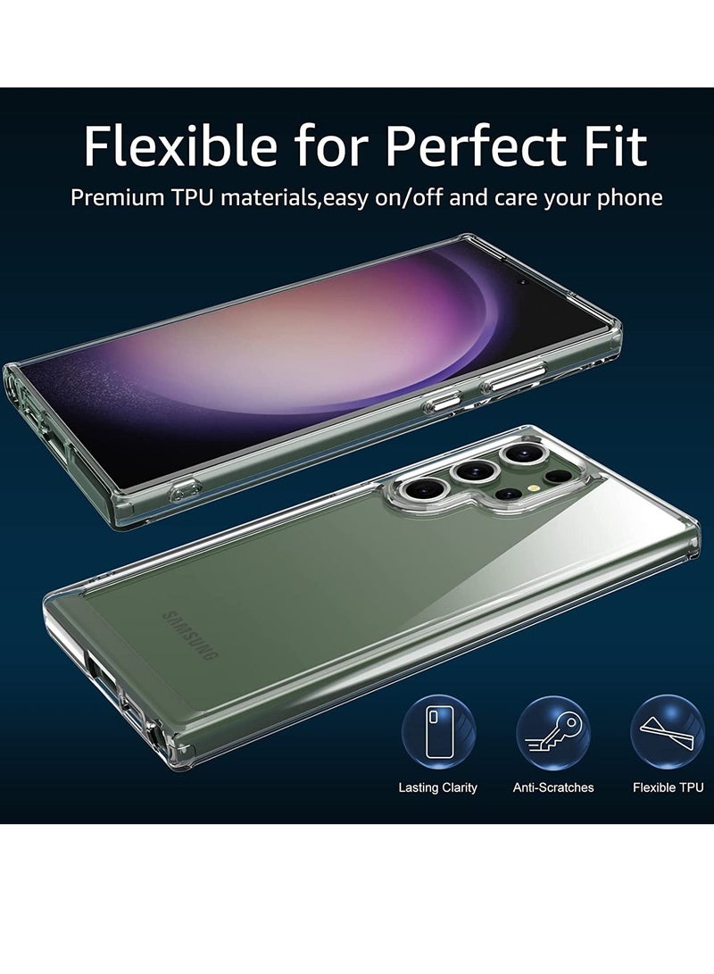 Transparent Galaxy S23 Ultra Case,Non-Yellowing Shockproof Soft Border Phone Cover for Samsung Galaxy S23 Ultra 5G,HD Clear - Image 2