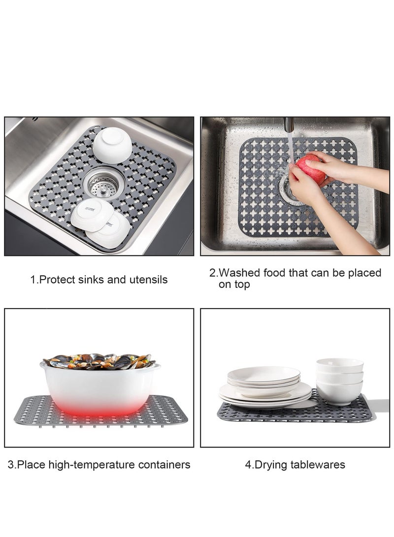 Cobest Eco-Friendly PVC Sink Mat for Kitchen, Quick Draining Dish Drying Protector for Stainless Steel Sinks, Heat Resistant, Dark Grey, 14.17 x 11.81 inches, 1 Pack - Image 2