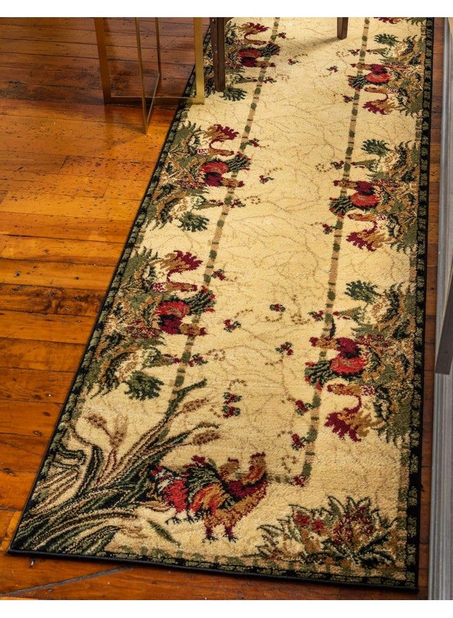 Unique Loom Barnyard Collection Area Rug - Farm (2'X 8' Runner, Cream/ Black) - Image 1