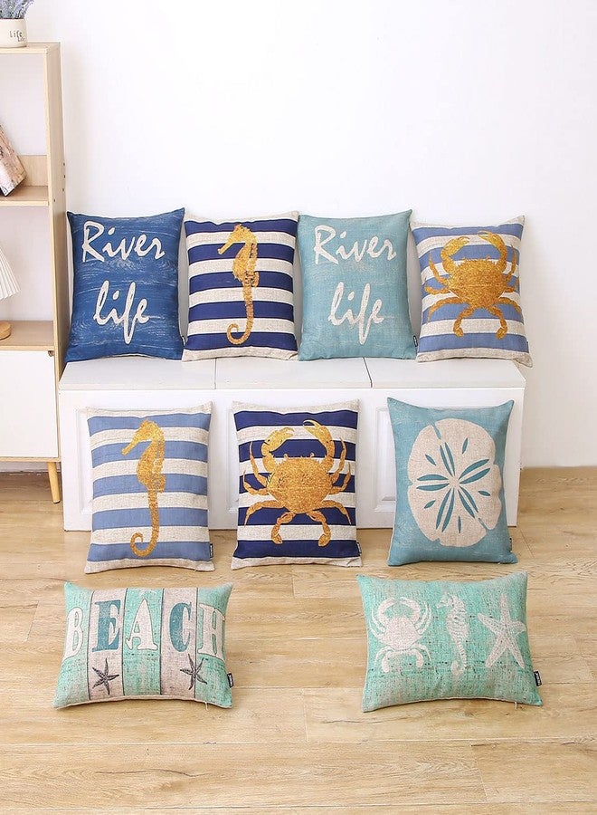 TRENDIN Beachy Accent Pillow Covers 18x18 Inch Nautical Decoration for The Home Beach Decorative Pillow Cover for Couch Sofa Square PL948TR - Image 3