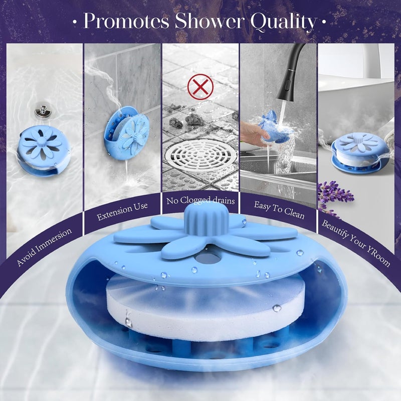 SHARLOVY Shower Steamers Tray Blue- Upgrade Shower Steamer Holder Dish with Big Suction Cup, Long Lasting Bath Bombs Shower Accessories, Aromatherapy Diffuser Containers for Bathroom Bedroom Car Yoga Decor - Image 3