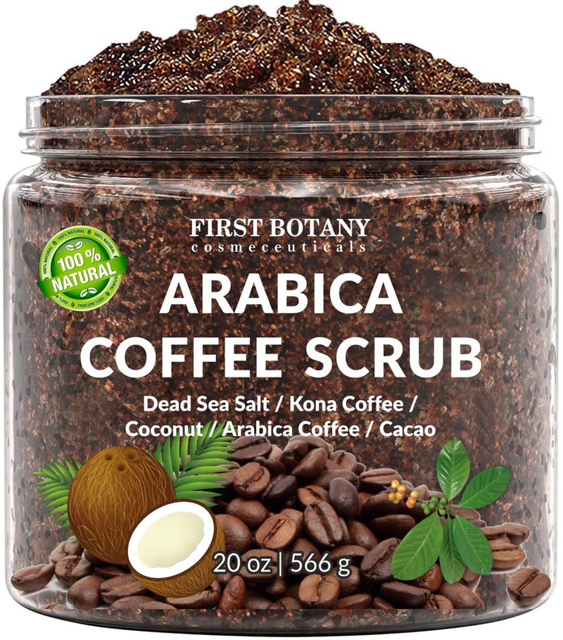 First Botany Cosmeceuticals 100 Natural Arabica Coffee Scrub with Organic Coffee Coconut  Shea Butter 20 oz