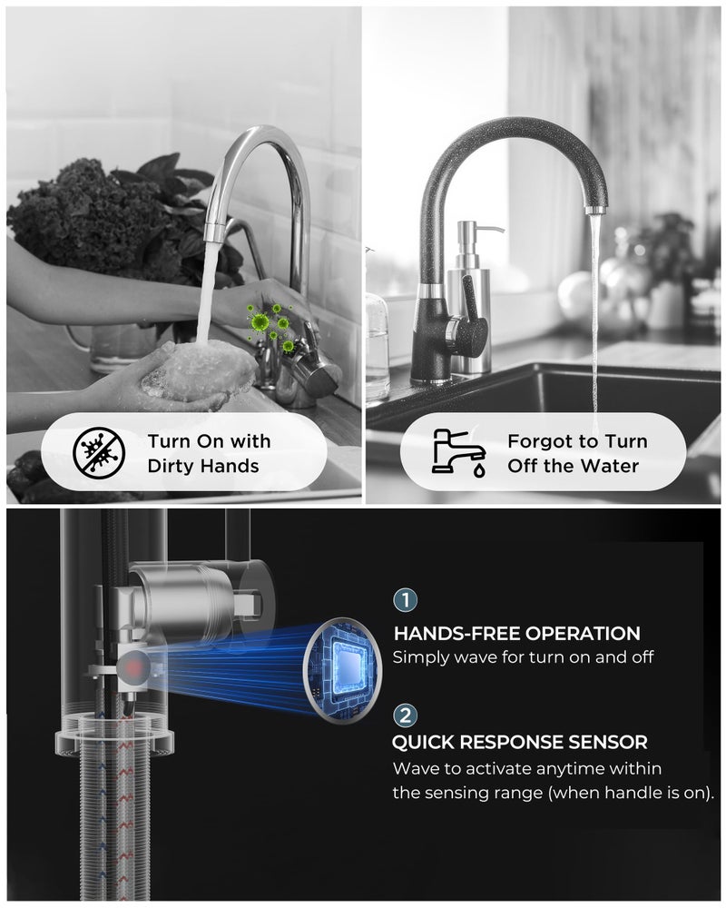 FORIOUS Touchless Kitchen Faucet with Pull Down Sprayer, Brushed Nickel Hands-Free Smart Motion Sensor Sink Faucet Single Handle Contemporary, Suitable for Farmhouse Laundry Camper RV Bar - Image 3