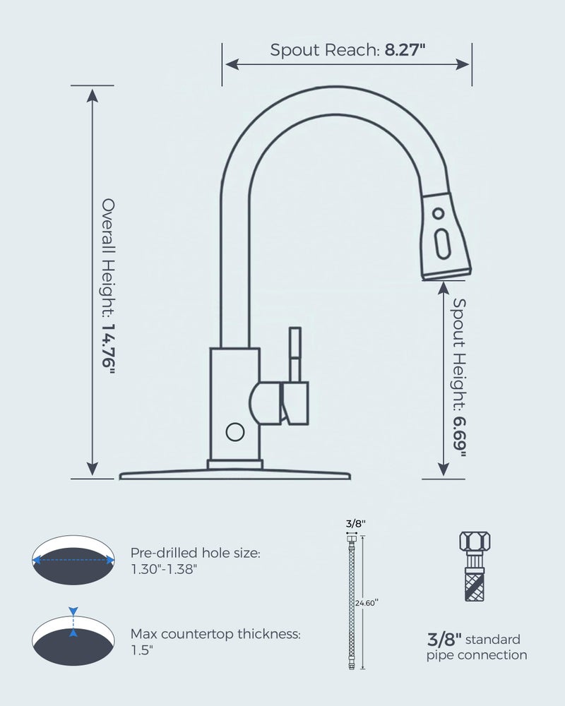 FORIOUS Touchless Kitchen Faucet with Pull Down Sprayer, Brushed Nickel Hands-Free Smart Motion Sensor Sink Faucet Single Handle Contemporary, Suitable for Farmhouse Laundry Camper RV Bar - Image 4