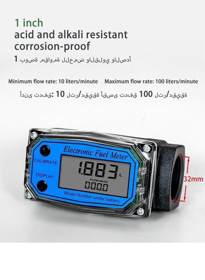 عداد التدفق الرقمي GPI مقاس 1 بوصة مقاوم للماء - مصمم من سبائك الألمنيوم - عداد وقود مع وظيفة التشغيل والإيقاف التلقائي - عداد تدفق توربيني وعداد غاز رقمي للاستخدام الصناعي - Image 1