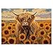 Larkipuzz Beautiful Sunflower Highland Cow Jigsaw Puzzle 1000 Piece for Adult Nature Animal Flower Painting Jigsaw Puzzles Funny Art Plant Scenic Puzzle - Image 4