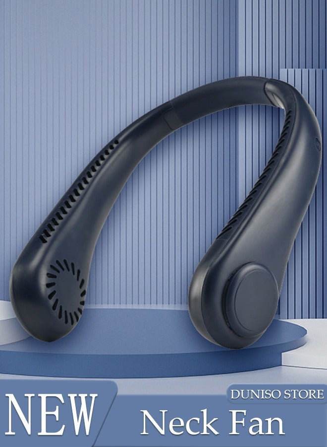 DUNISO Portable Neck Fan, Hands Free Bladeless Neck Fan, 3 Speeds Adjustable USB Rechargeable Battery Powered Personal Neck Fan for Office, Travel, Sports, Household, Outdoor - Image 1